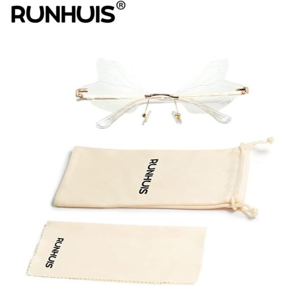 Wing Shaped Butterfly Frames Rimless Sunglasses Fashion Party Accessories